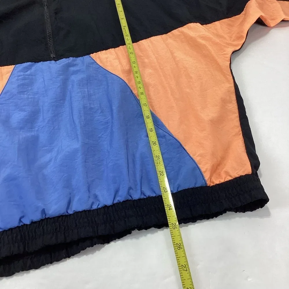 Shell Shock Brand Vintage Nylon Jacket Pullover Wing Arms Neon Orange